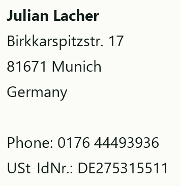 Data controller name, postal address, phone number and VAT ID